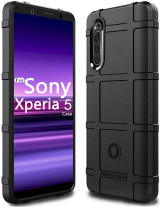 Луксозен силиконов гръб ТПУ Hybrid RUGGED SHIELD за Sony Xperia 5 черен